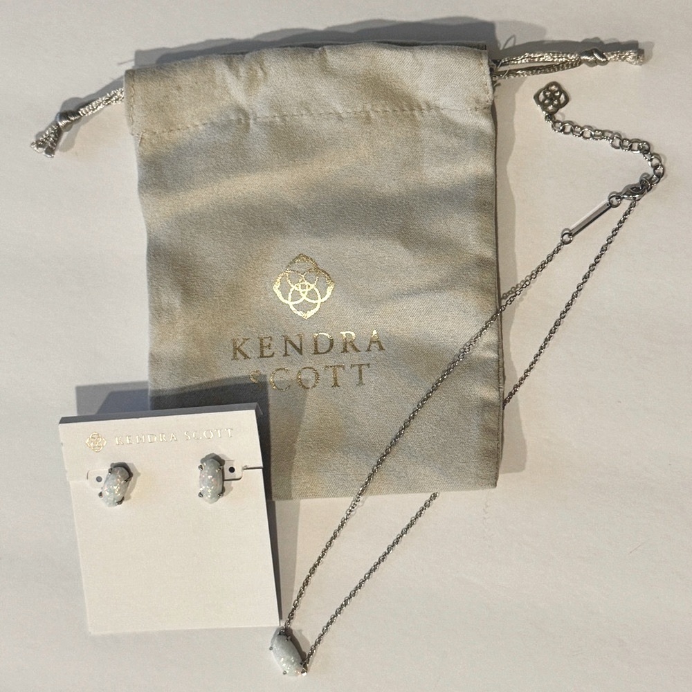 Kendra Scott White Opal and Silver Jewelry Set